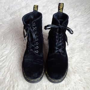 Dr. Martens Black Velvet Boots Size 6